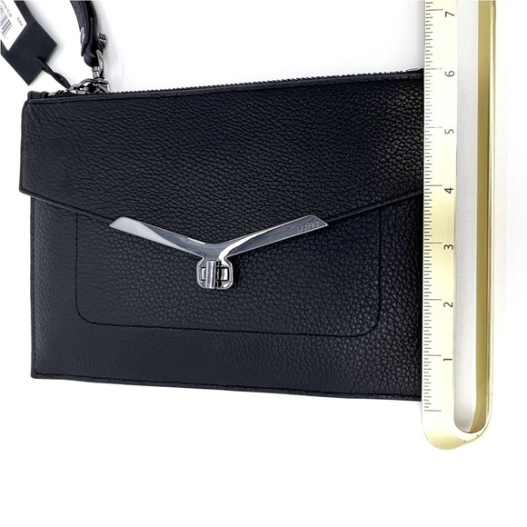 Botiker Wristlet Clutch Valentina Medium Clutch Black Leather Silver New NWT